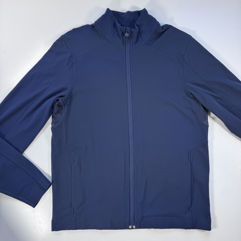 LULULEMON‎ Full Zip Track Jacket Stretch Zip Pockets Mesh Underarm Mens LRG Blue